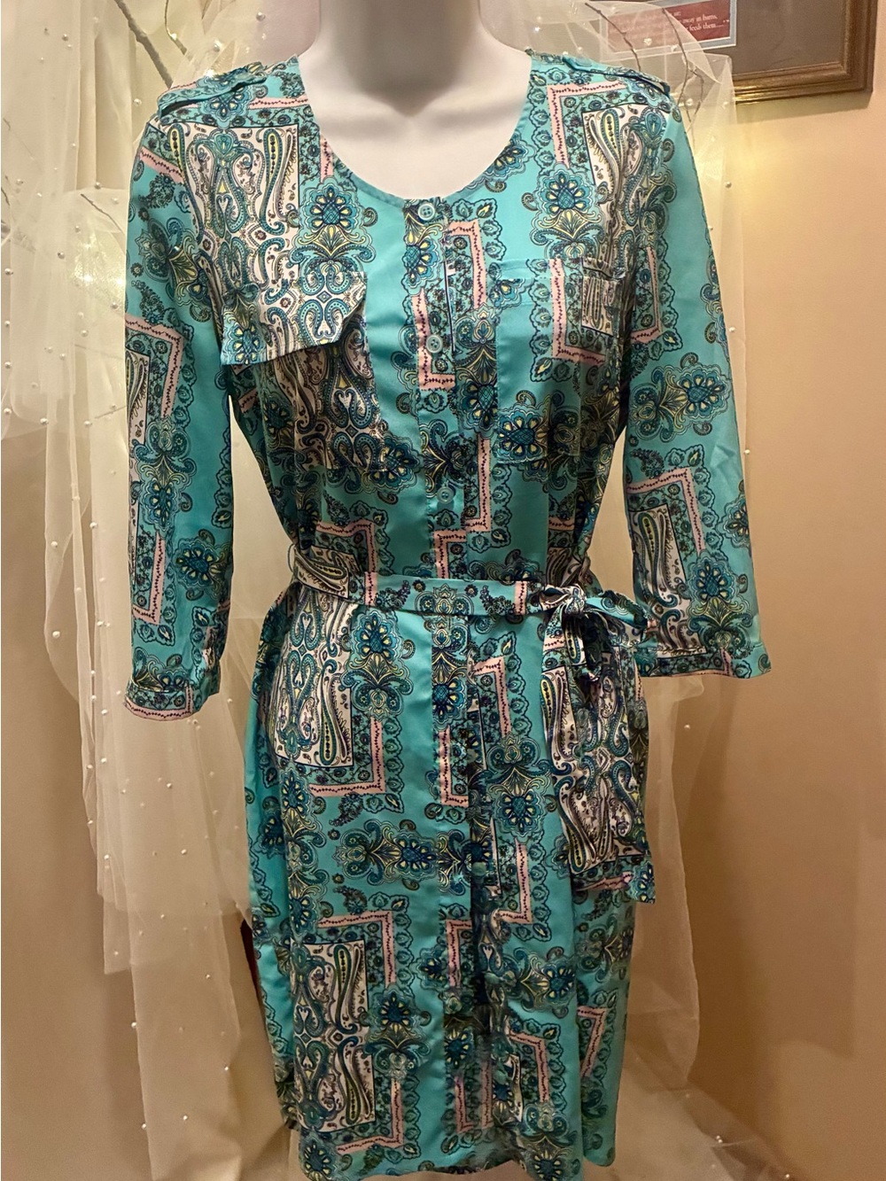 Victoria's Secret Turquoise Paisley Print Mini Dress